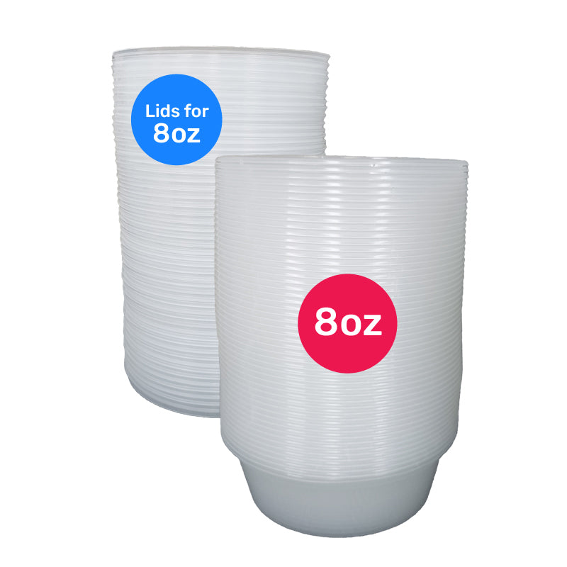 Round Container 8oz 50PCS + 50PCS Lids (Separated)