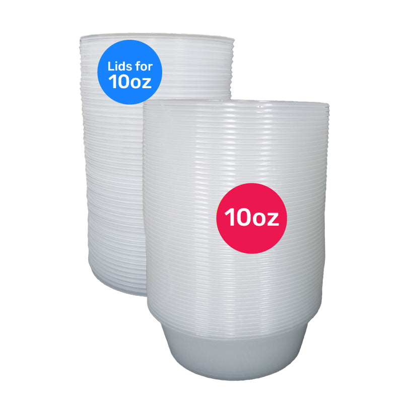 Round Container 10oz 50PCS + 50PCS Lids (Separated)