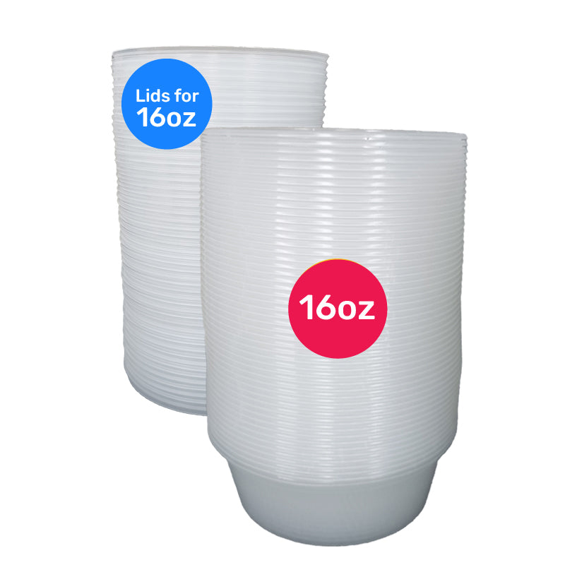 Round Container 16oz 50PCS + 50PCS Lids (Separated)