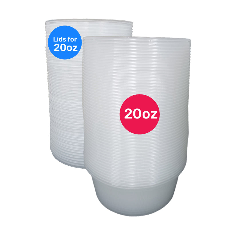 Round Container 20oz 50PCS + 50PCS Lids (Separated)